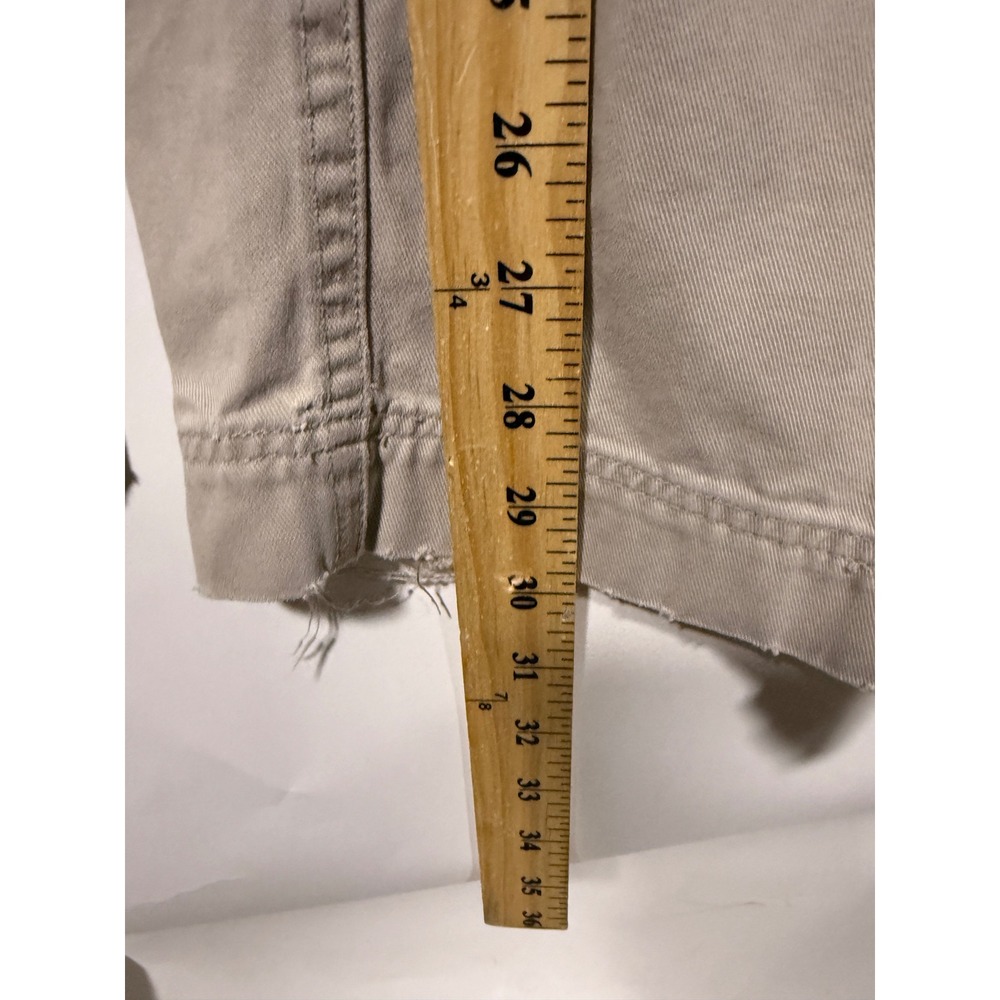 Abercrombie‎ & Fitch Mens Khaki Cargo Pants 34R Tan Cotton Drawstring Frayed Hem - Picture 8 of 9